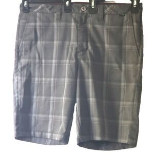 Travis Mathew Golf Shorts Men's 36 Gray Plaid Stretch Chino Performance Comfort